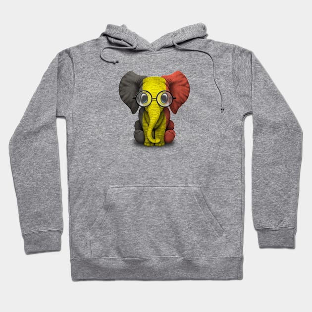 Baby Elephant with Glasses and Belgian Flag Hoodie by jeffbartels